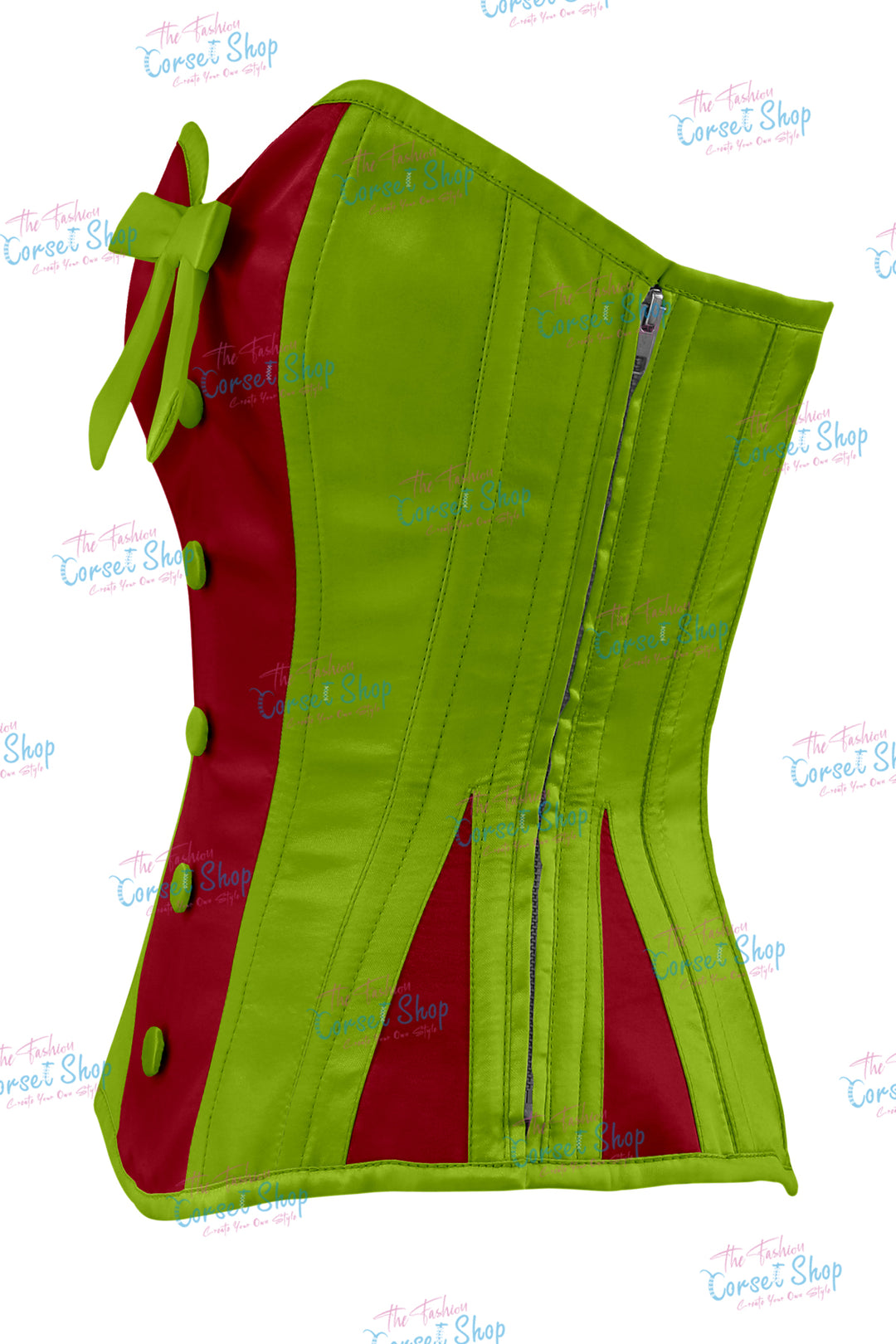 Sheryl Satin Steel Boned Overbust Corset With Bow