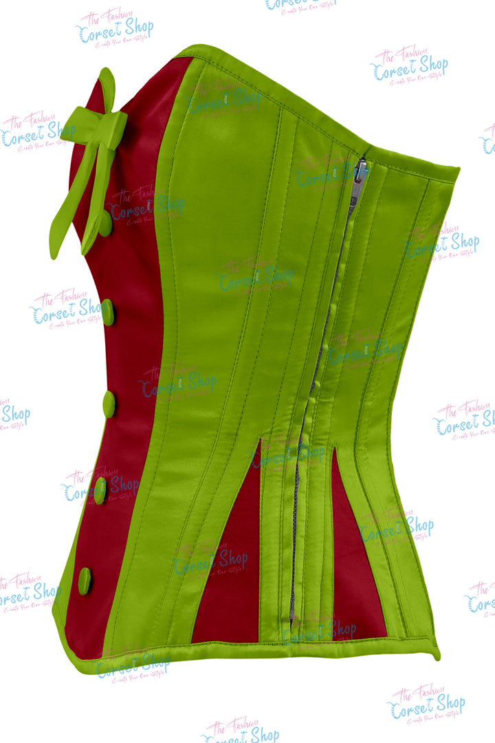 Sheryl Satin Steel Boned Overbust Corset With Bow