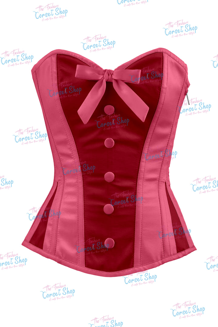 Sheryl Satin Steel Boned Overbust Corset With Bow