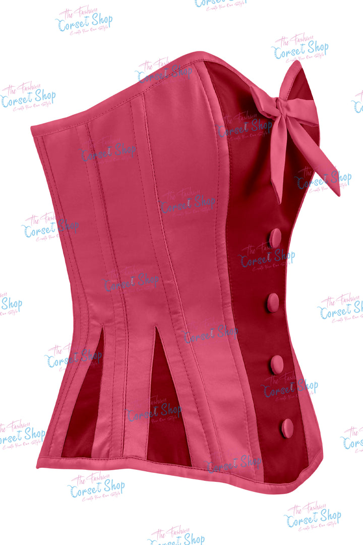 Sheryl Satin Steel Boned Overbust Corset With Bow