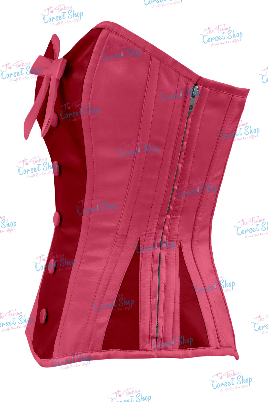 Sheryl Satin Steel Boned Overbust Corset With Bow