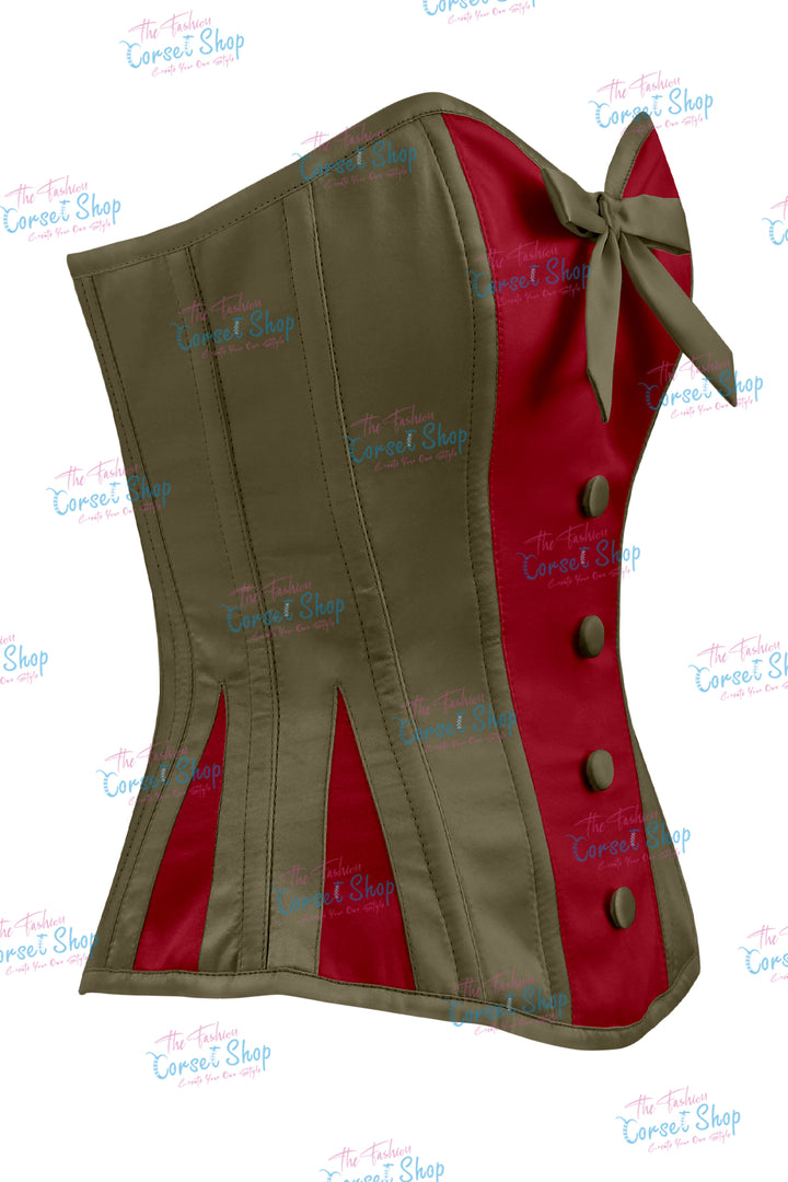 Elise Satin Steel Boned Overbust Corset With Bow