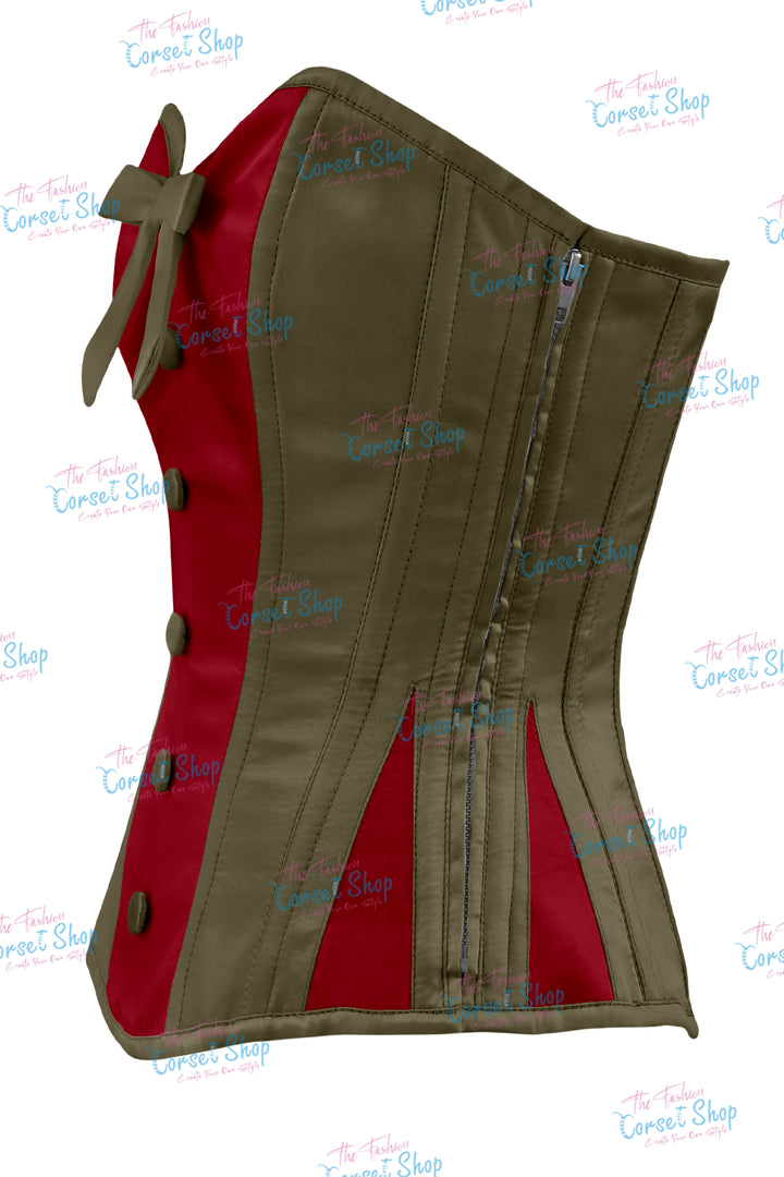 Elise Satin Steel Boned Overbust Corset With Bow
