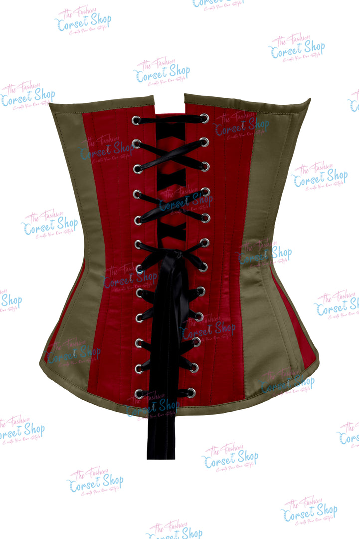 Elise Satin Steel Boned Overbust Corset With Bow