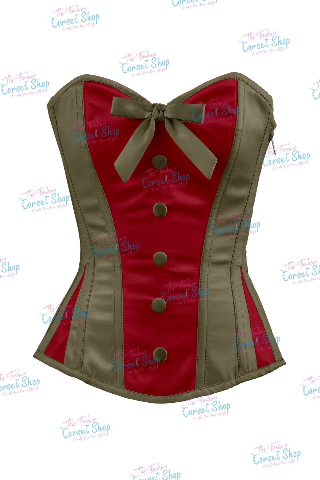 Elise Satin Steel Boned Overbust Corset With Bow