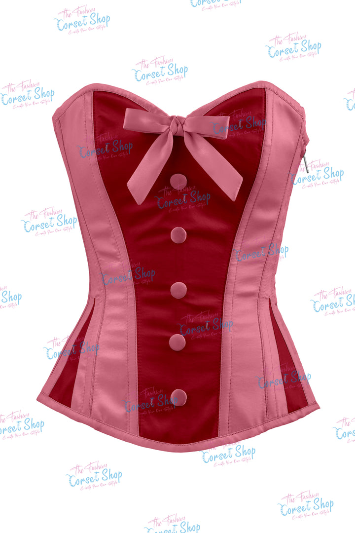 Sheryl Satin Steel Boned Overbust Corset With Bow