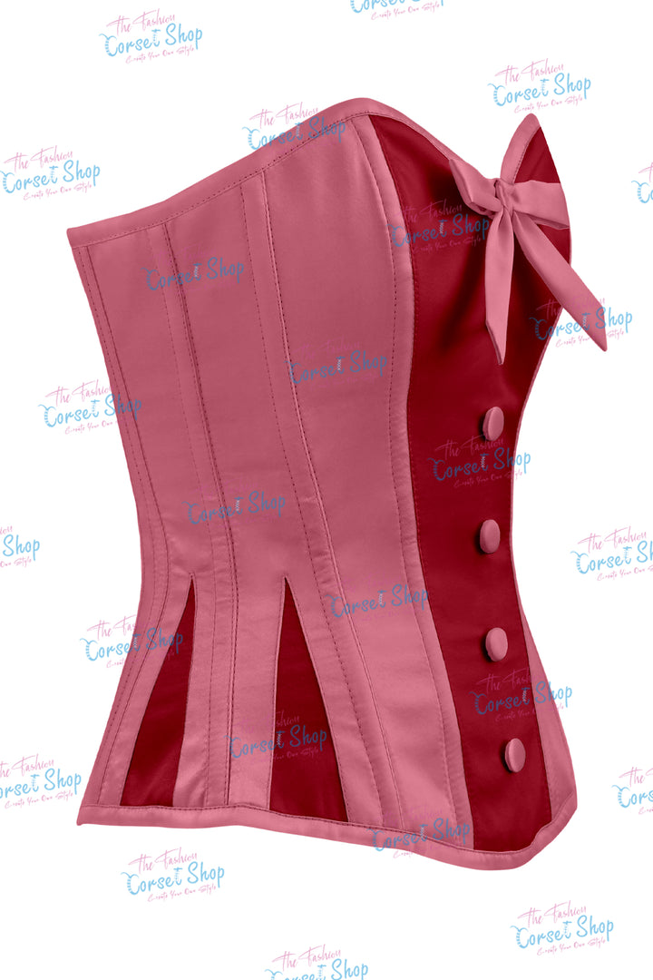 Sheryl Satin Steel Boned Overbust Corset With Bow