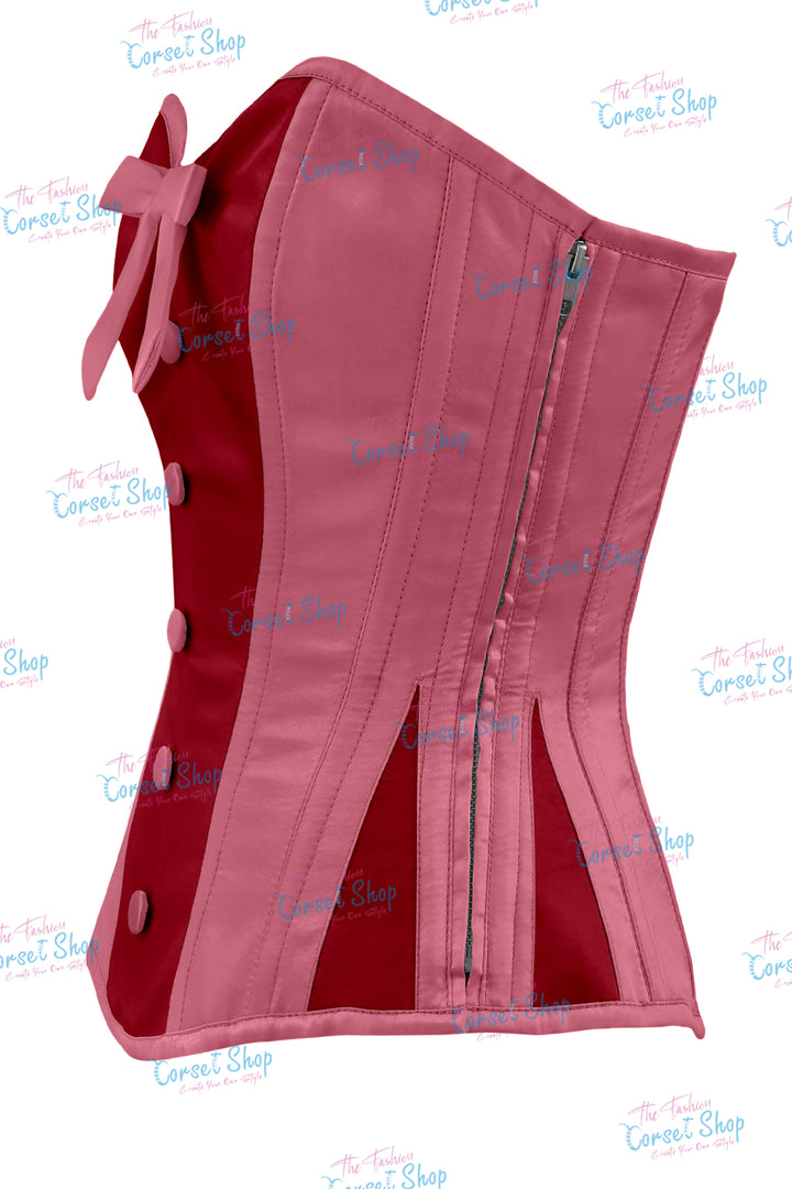 Sheryl Satin Steel Boned Overbust Corset With Bow
