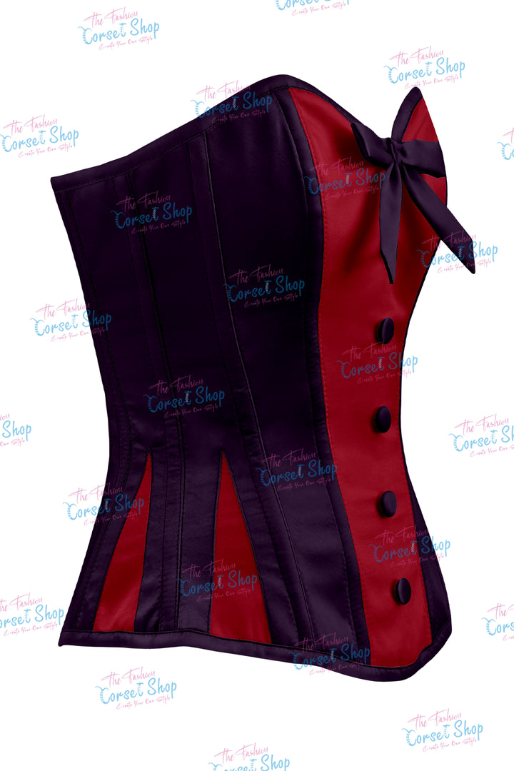 Elise Satin Steel Boned Overbust Corset With Bow