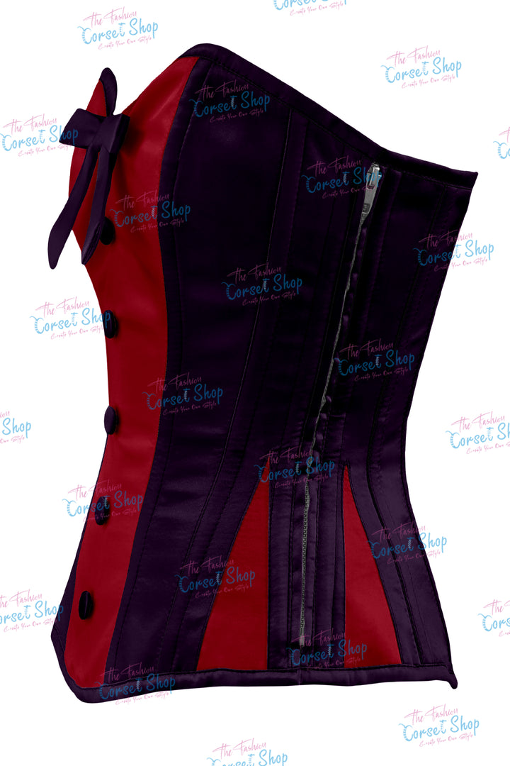Elise Satin Steel Boned Overbust Corset With Bow