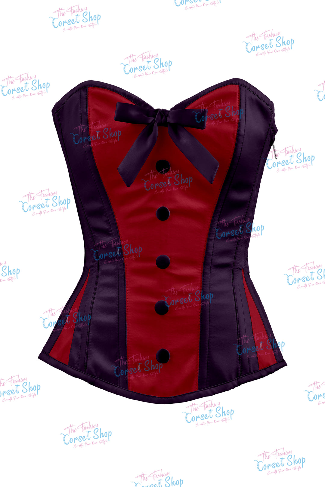 Elise Satin Steel Boned Overbust Corset With Bow
