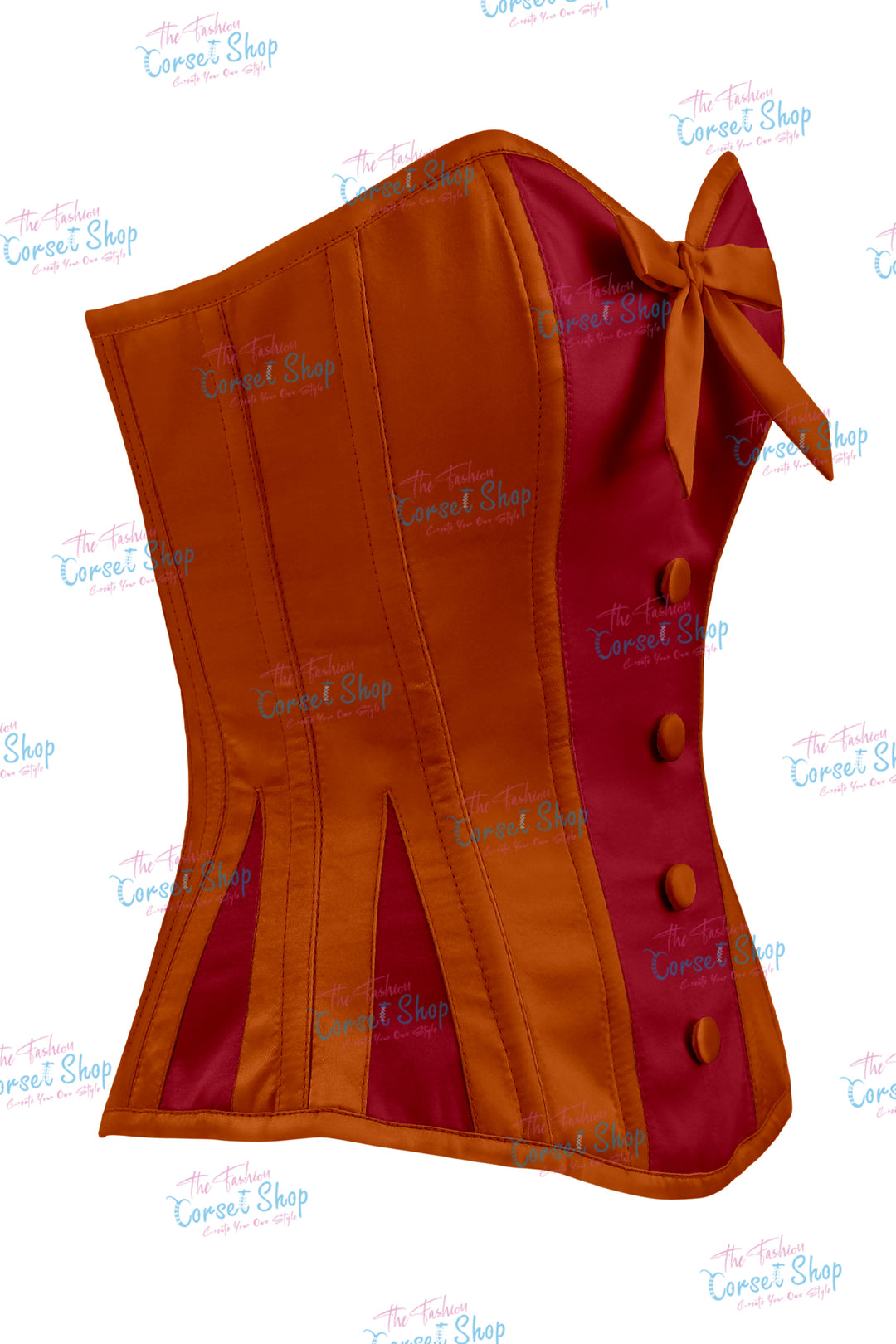 Elise Satin Steel Boned Overbust Corset With Bow