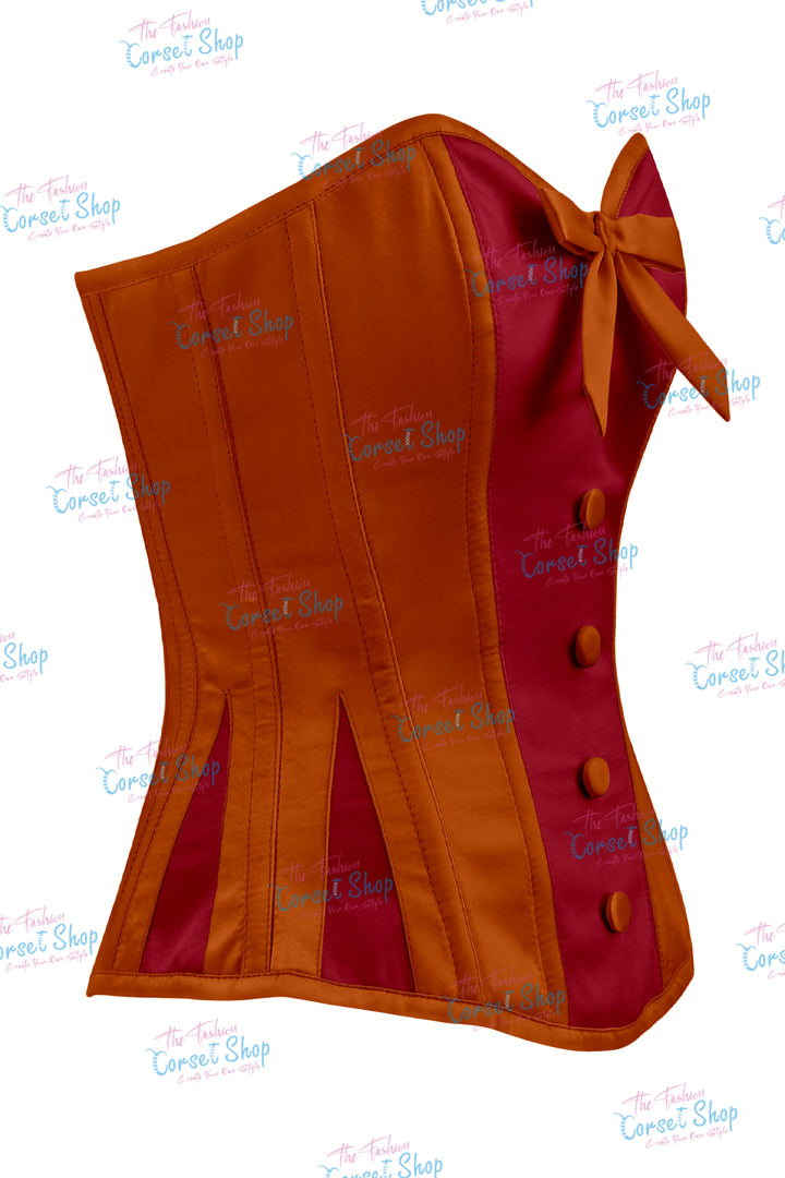 Elise Satin Steel Boned Overbust Corset With Bow