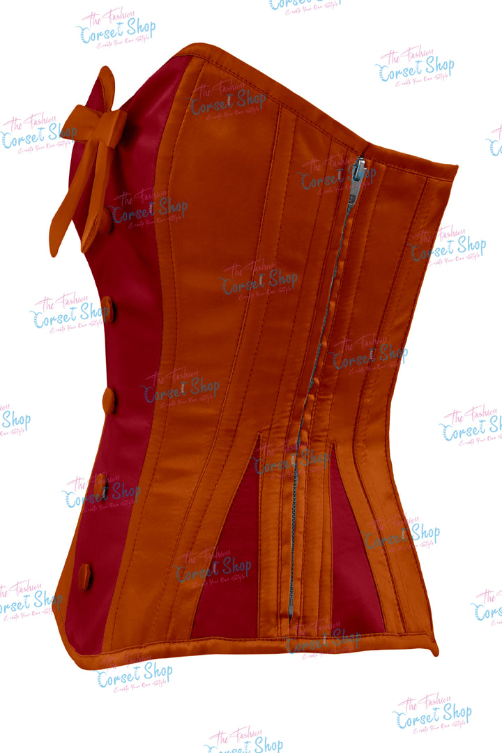 Elise Satin Steel Boned Overbust Corset With Bow