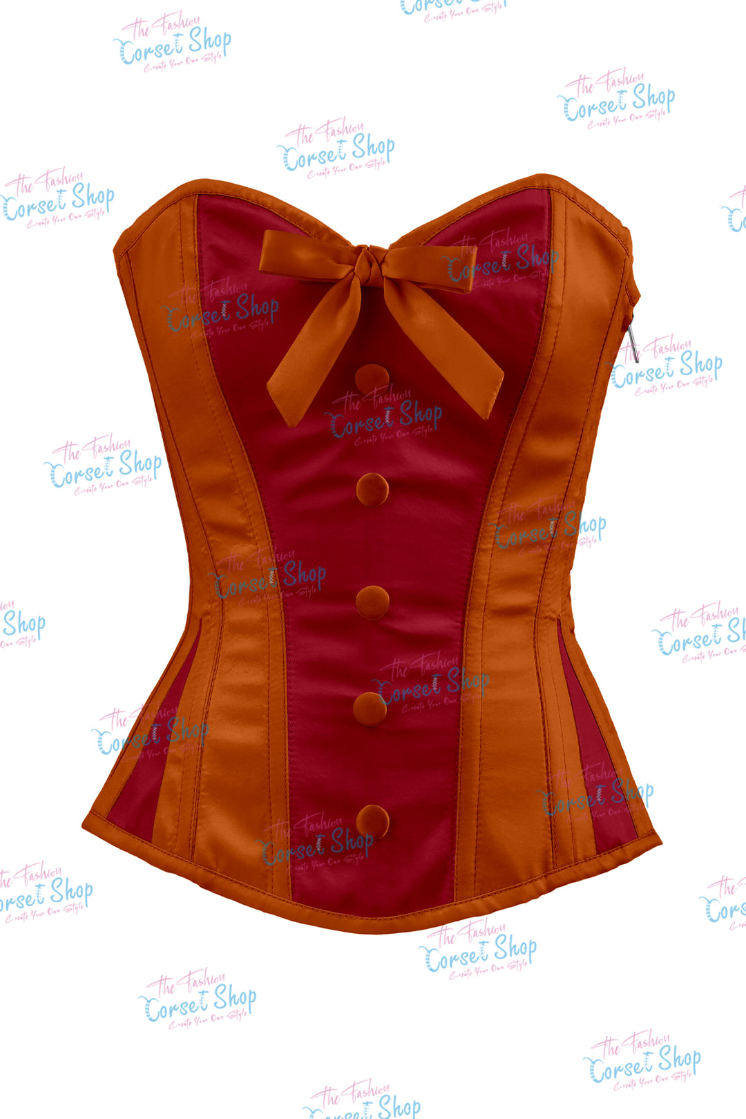 Elise Satin Steel Boned Overbust Corset With Bow
