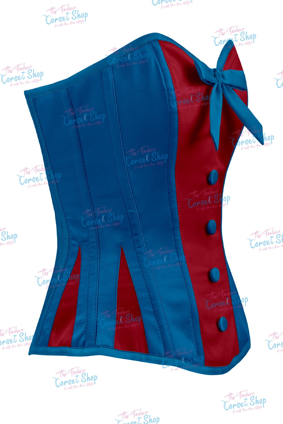 Elise Satin Steel Boned Overbust Corset With Bow