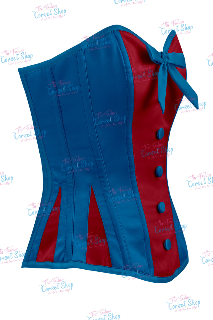 Elise Satin Steel Boned Overbust Corset With Bow