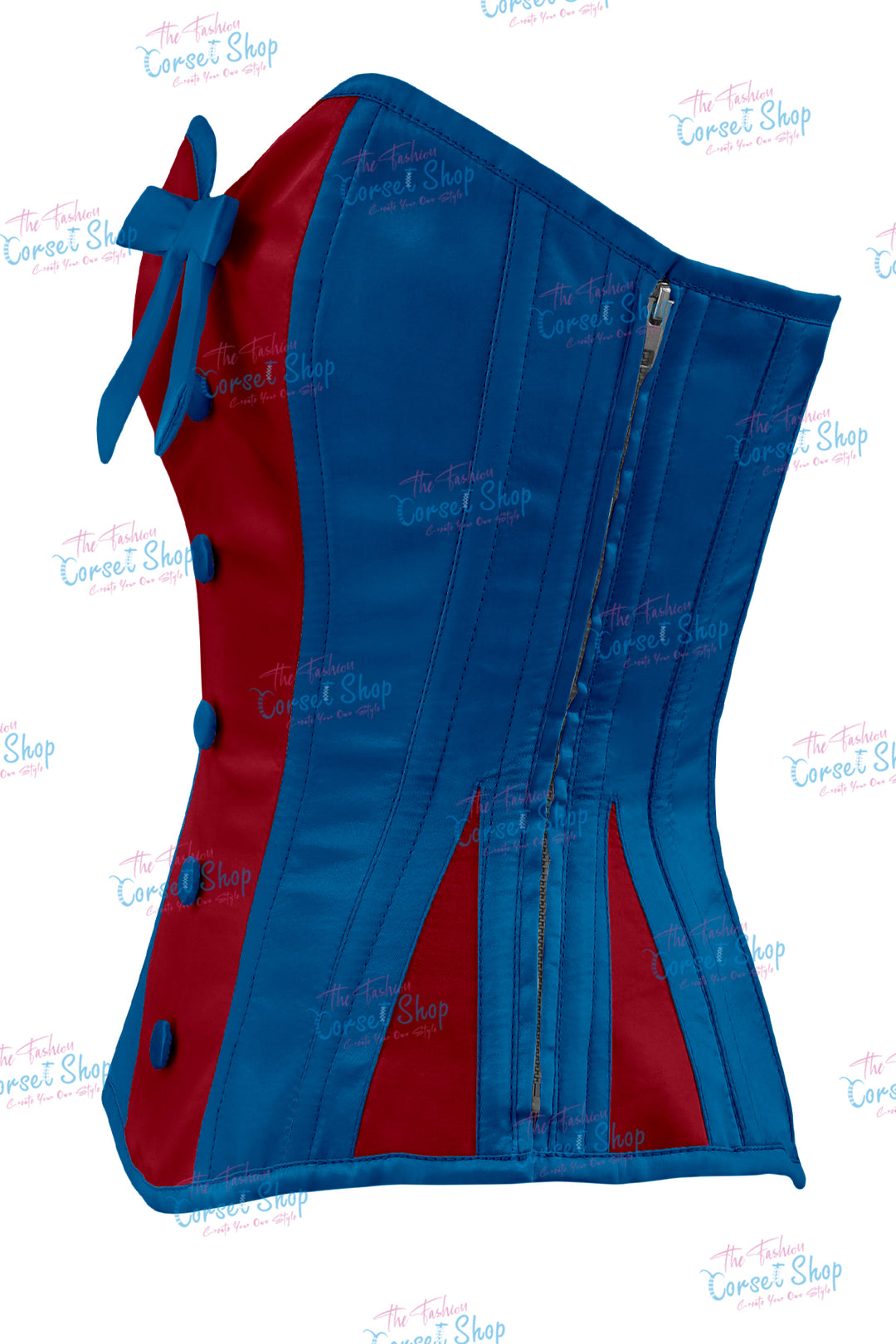 Elise Satin Steel Boned Overbust Corset With Bow