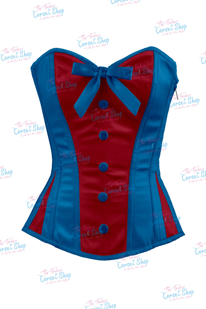 Elise Satin Steel Boned Overbust Corset With Bow