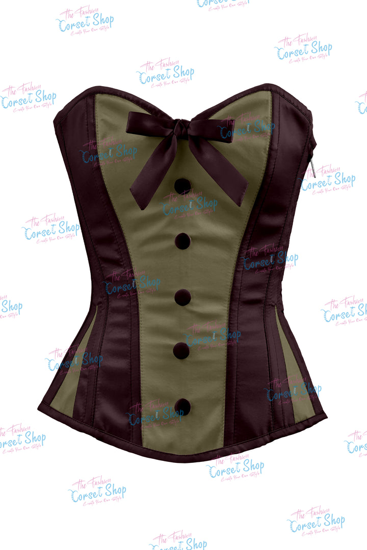 Sheryl Satin Steel Boned Overbust Corset With Bow