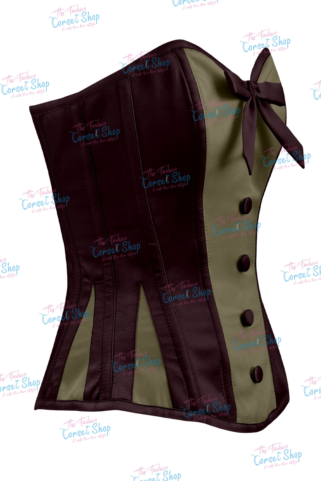 Sheryl Satin Steel Boned Overbust Corset With Bow