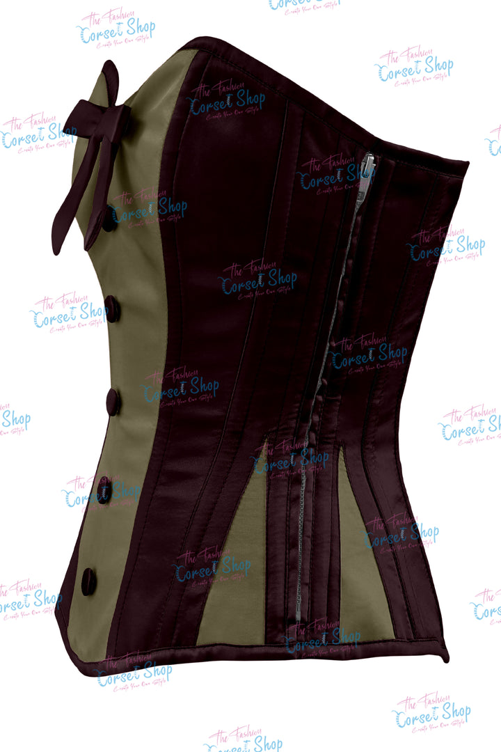 Sheryl Satin Steel Boned Overbust Corset With Bow