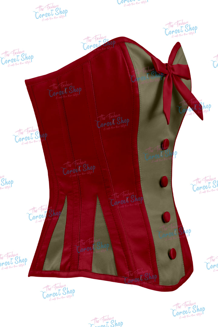 Elise Satin Steel Boned Overbust Corset With Bow