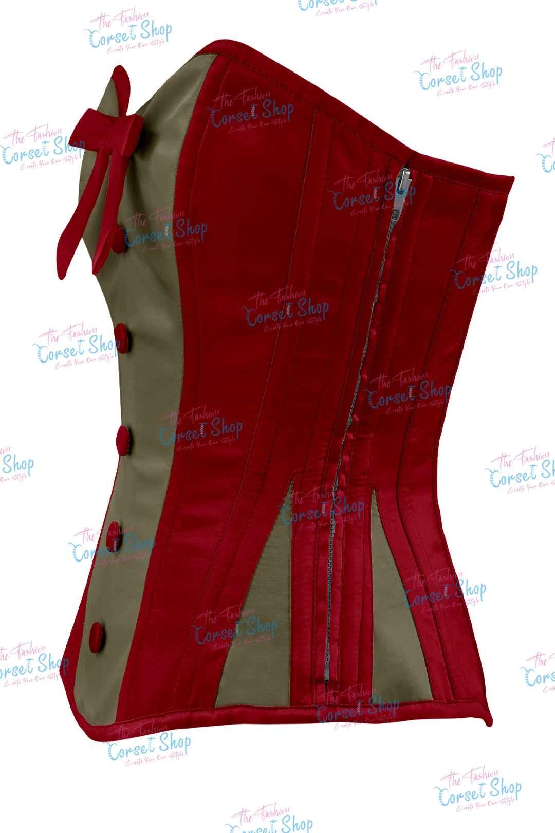 Elise Satin Steel Boned Overbust Corset With Bow