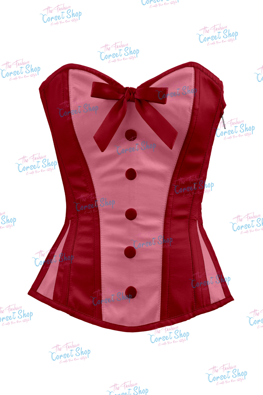 Sheryl Satin Steel Boned Overbust Corset With Bow