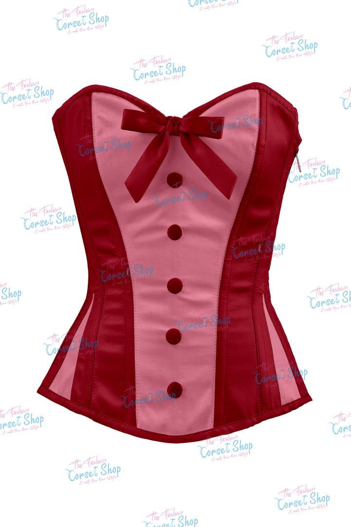 Sheryl Satin Steel Boned Overbust Corset With Bow