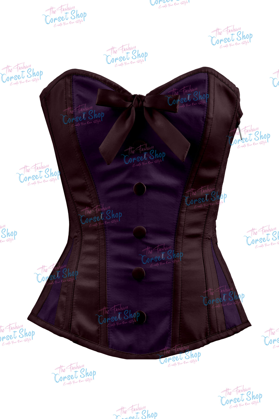 Sheryl Satin Steel Boned Overbust Corset With Bow