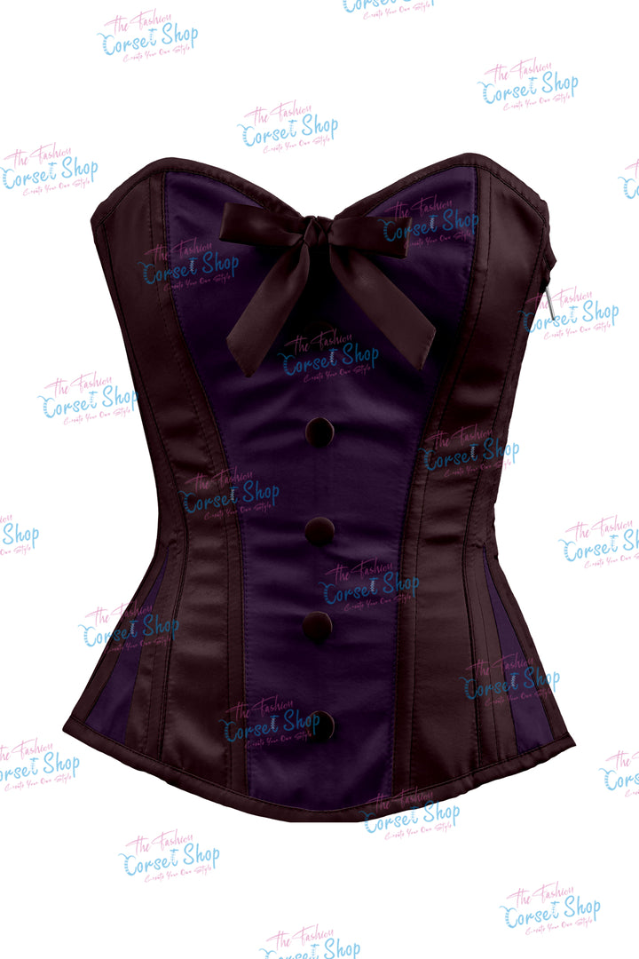Sheryl Satin Steel Boned Overbust Corset With Bow