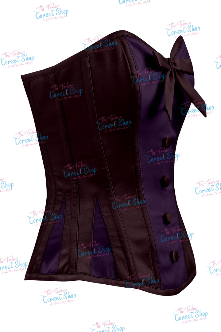 Sheryl Satin Steel Boned Overbust Corset With Bow
