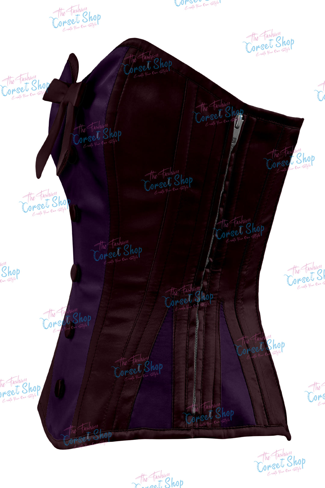 Sheryl Satin Steel Boned Overbust Corset With Bow