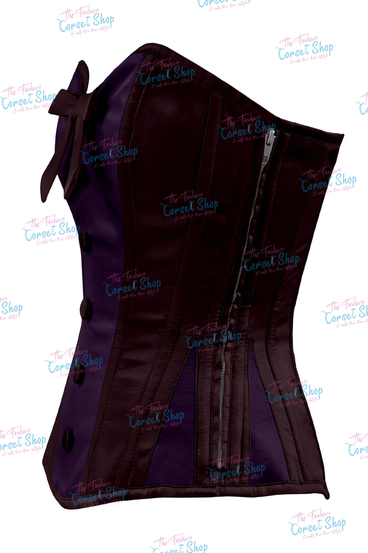 Sheryl Satin Steel Boned Overbust Corset With Bow