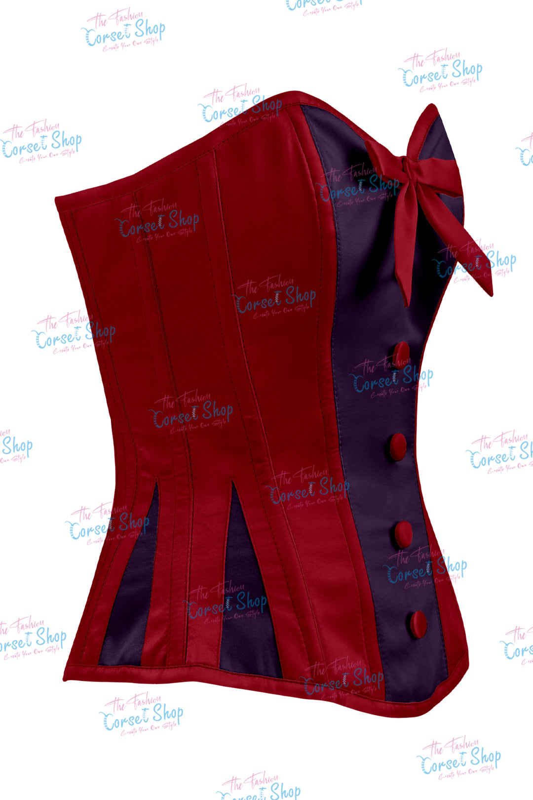 Elise Satin Steel Boned Overbust Corset With Bow