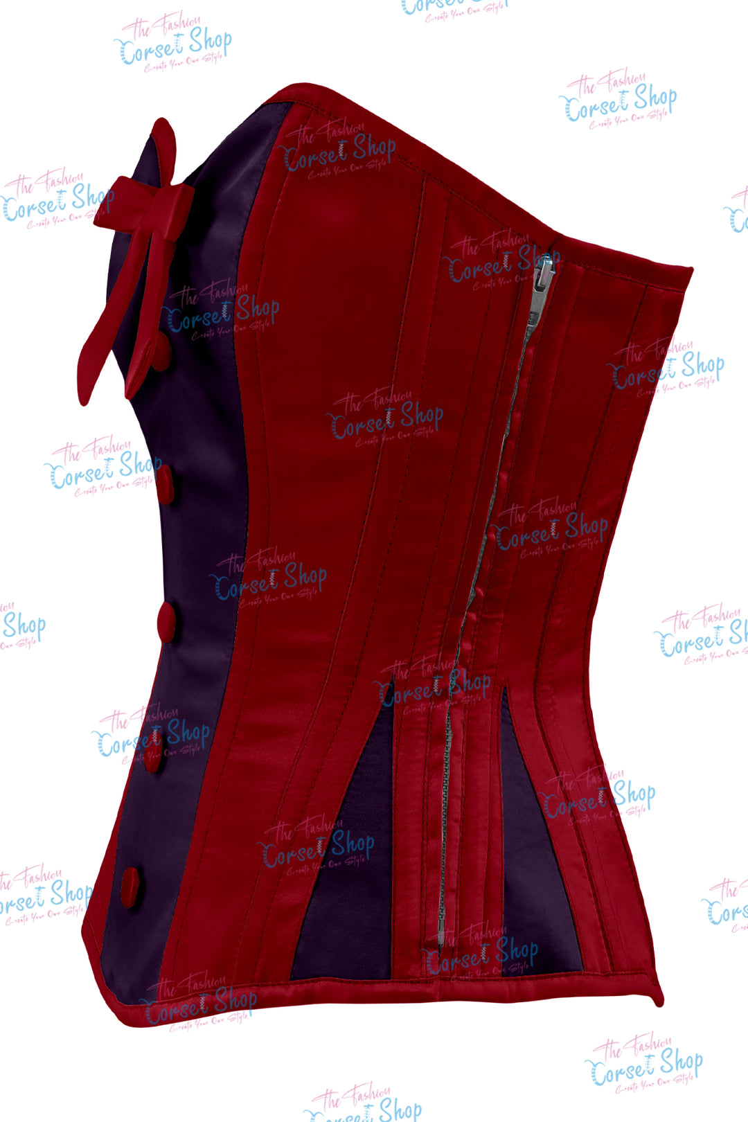 Elise Satin Steel Boned Overbust Corset With Bow