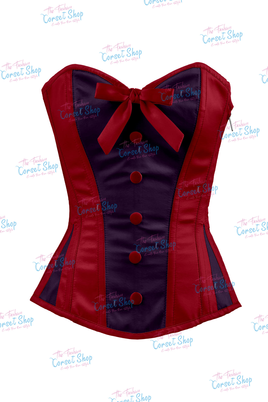 Elise Satin Steel Boned Overbust Corset With Bow