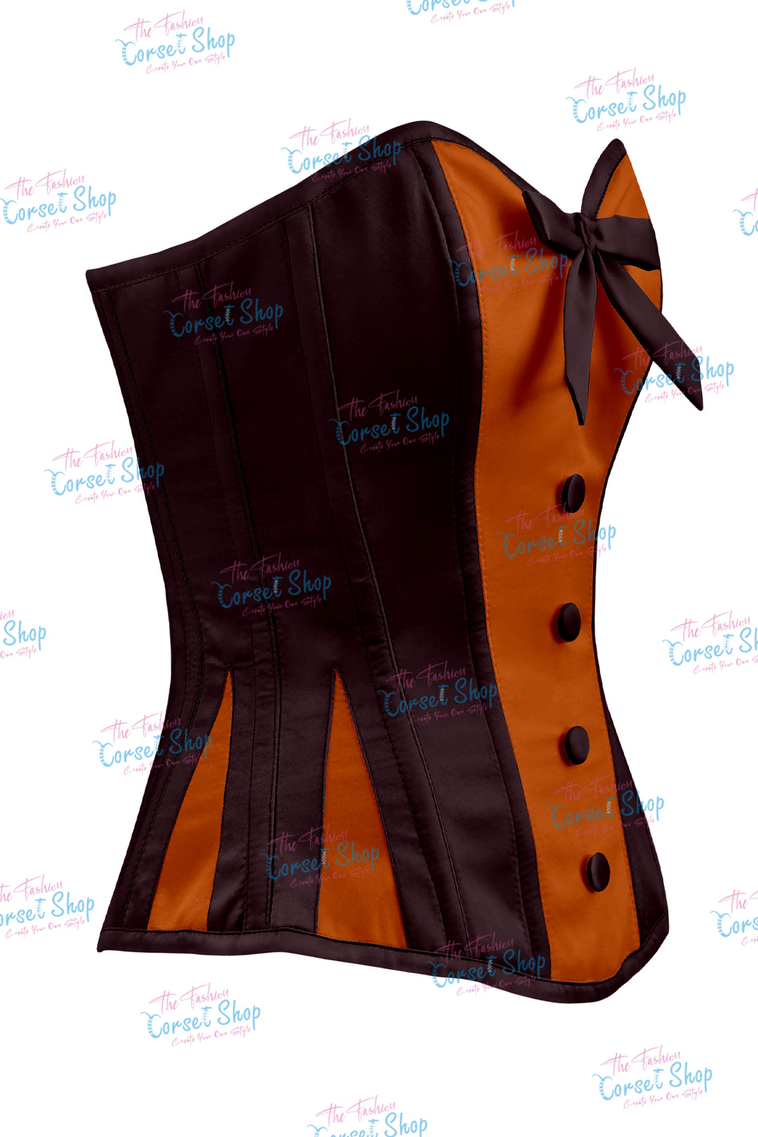 Elise Satin Steel Boned Overbust Corset With Bow