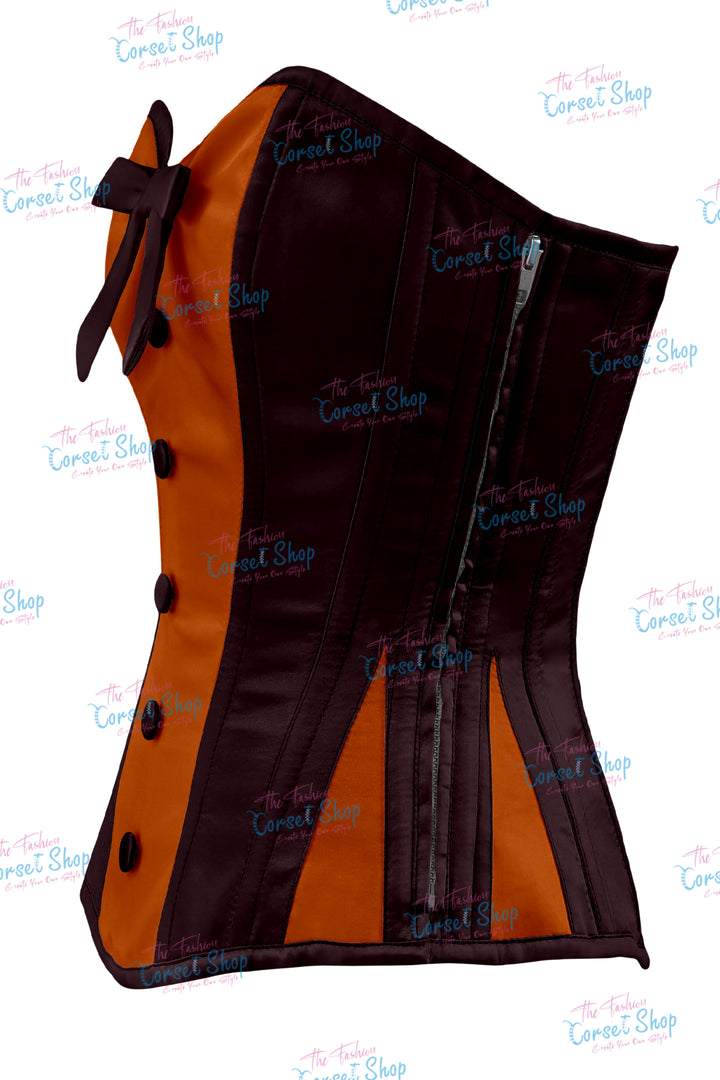 Elise Satin Steel Boned Overbust Corset With Bow