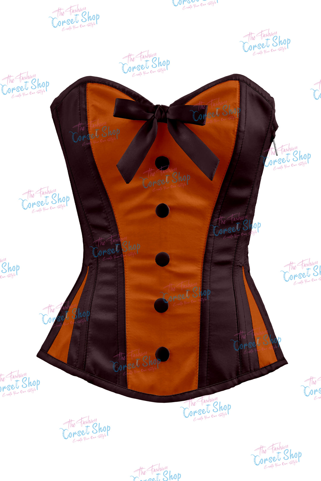 Elise Satin Steel Boned Overbust Corset With Bow