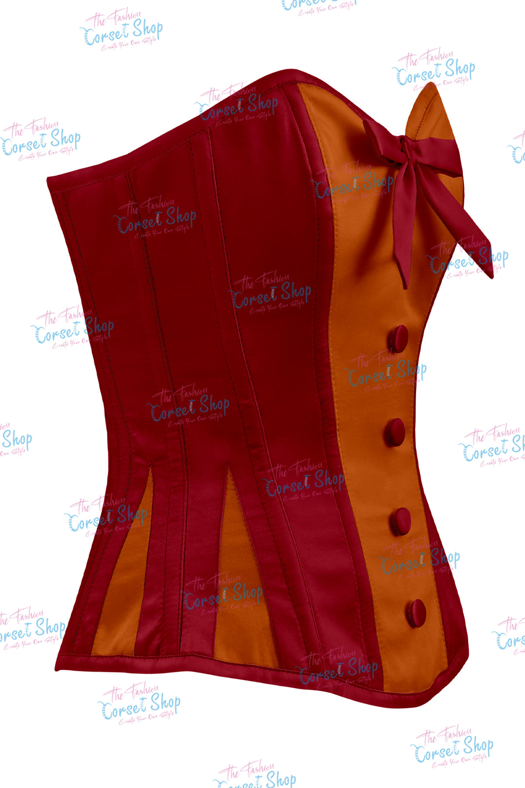 Elise Satin Steel Boned Overbust Corset With Bow