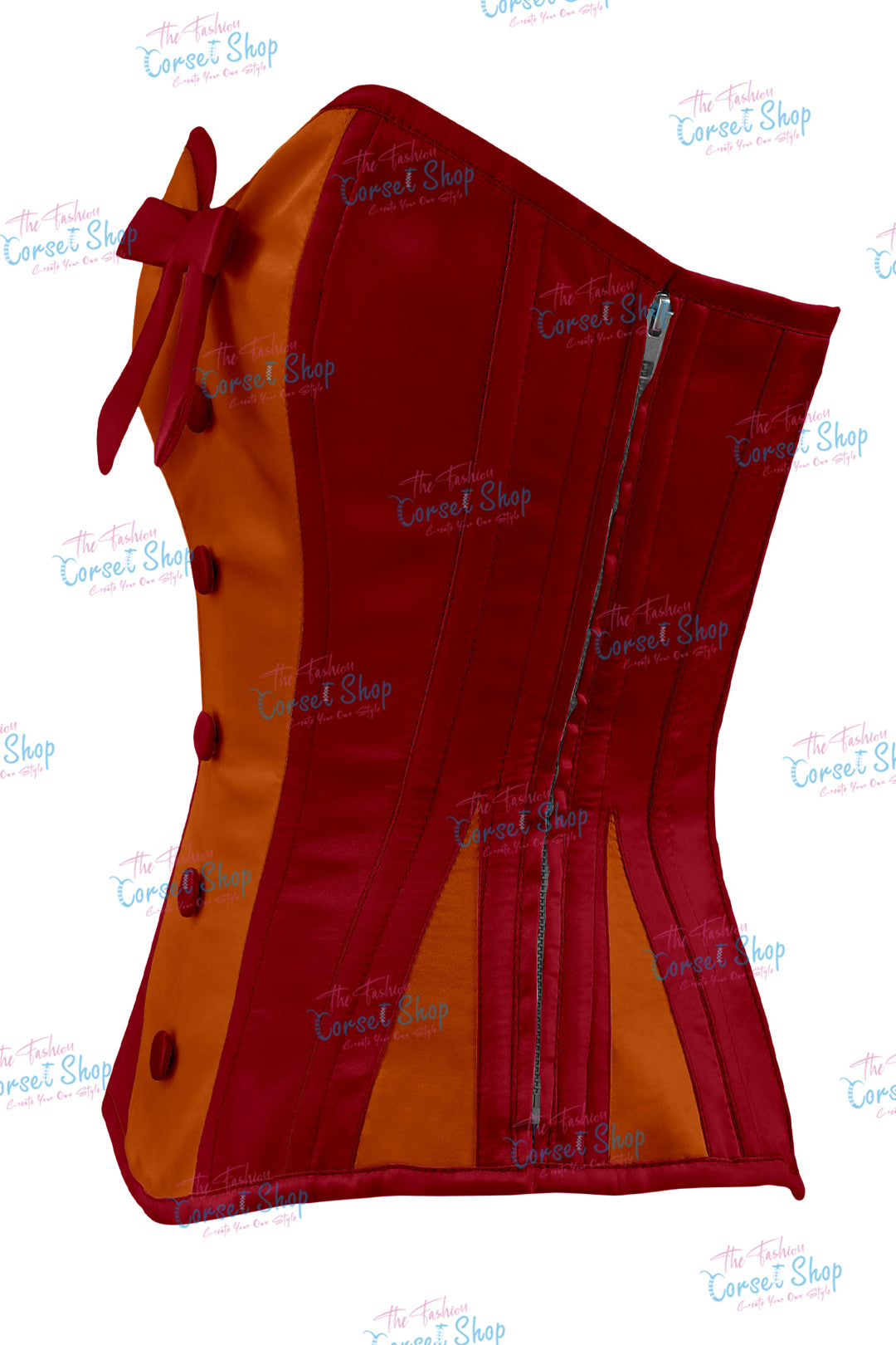 Elise Satin Steel Boned Overbust Corset With Bow