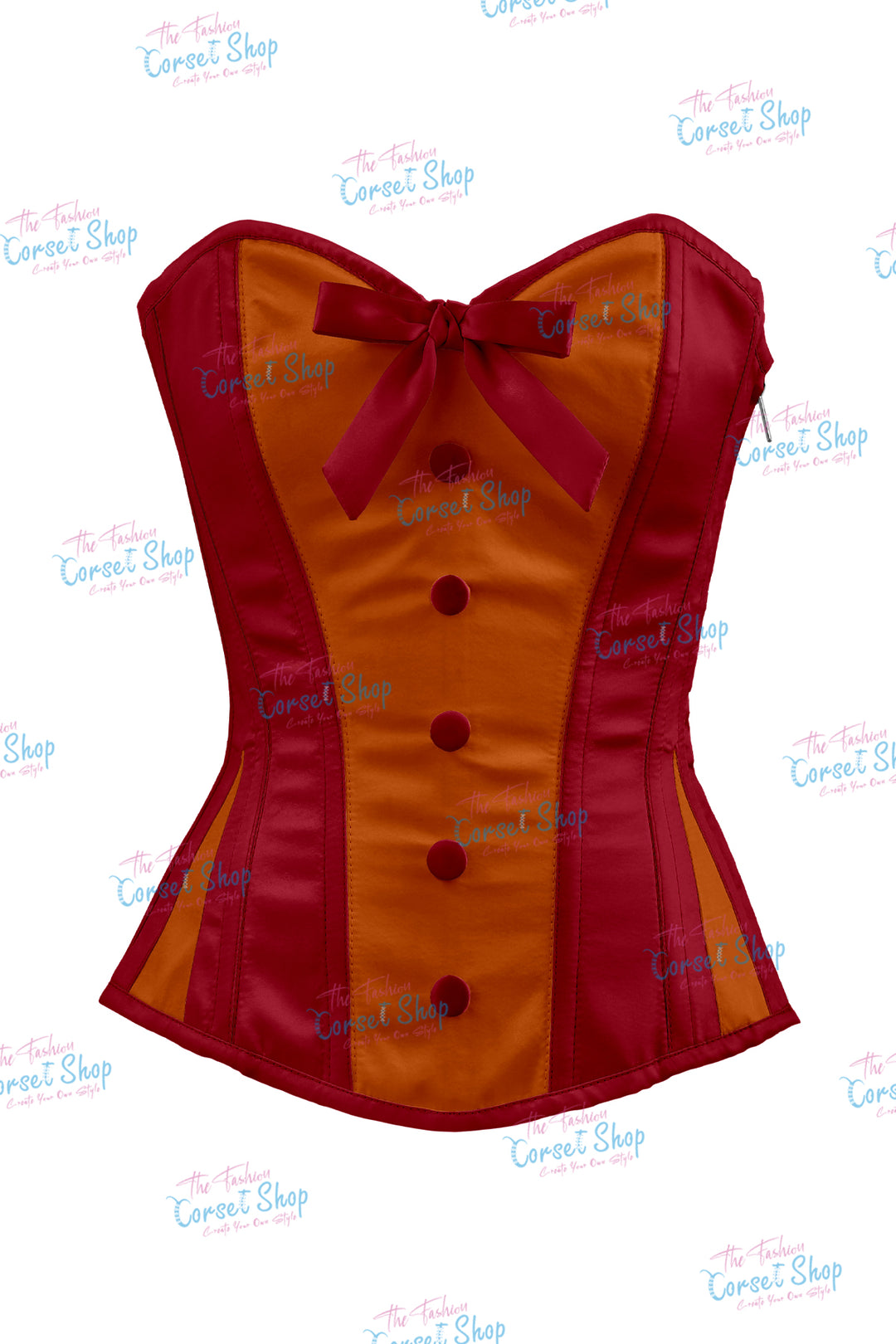 Elise Satin Steel Boned Overbust Corset With Bow