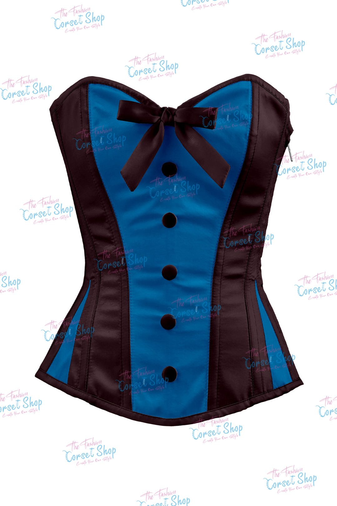 Sheryl Satin Steel Boned Overbust Corset With Bow