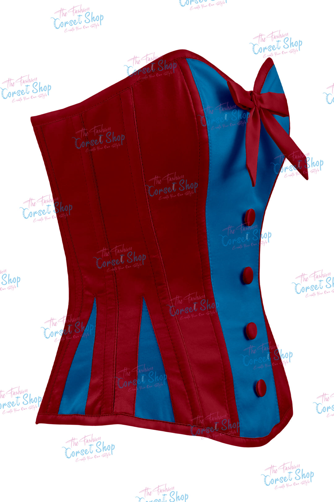Elise Satin Steel Boned Overbust Corset With Bow