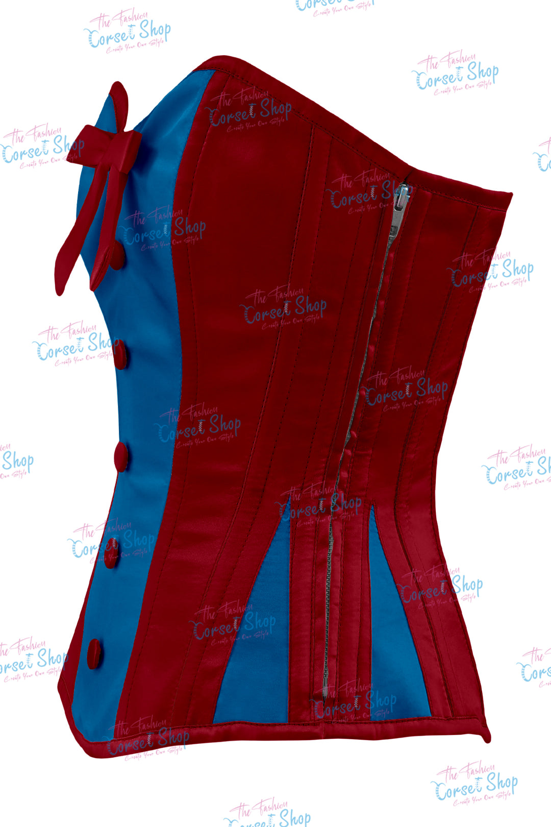 Elise Satin Steel Boned Overbust Corset With Bow