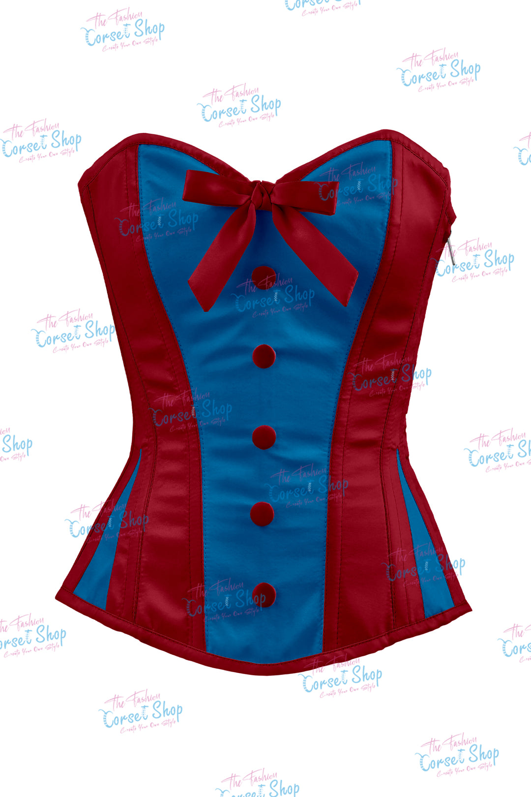 Elise Satin Steel Boned Overbust Corset With Bow