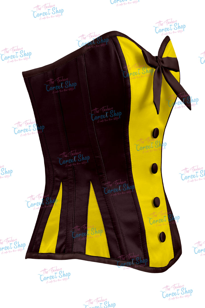 Elise Satin Steel Boned Overbust Corset With Bow