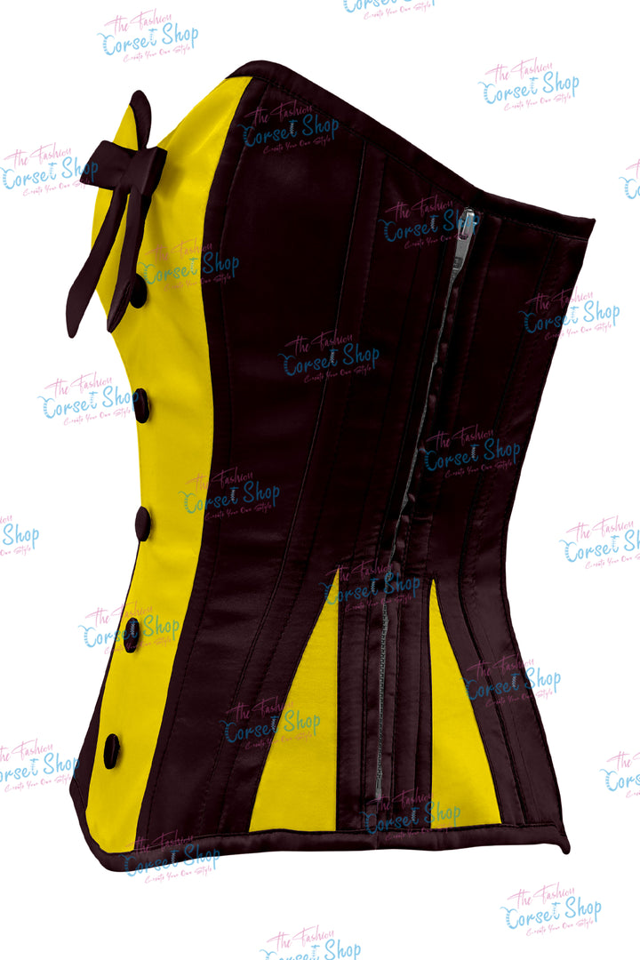 Elise Satin Steel Boned Overbust Corset With Bow